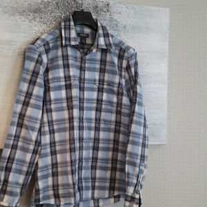 kenneth Cole Plaid Gray And Blue Colar shirt Medium